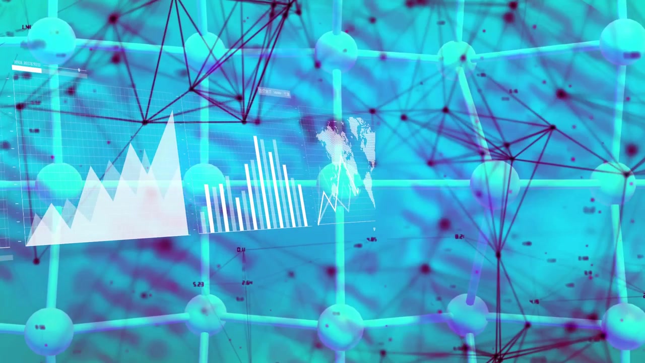 Digital Network with Financial Charts and Data Visualization