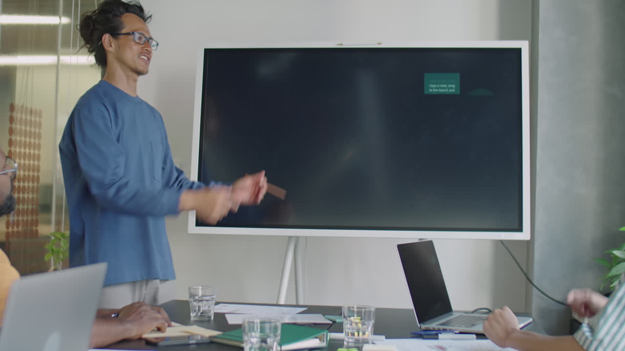 Man Giving Presentation on Business Meeting with Team