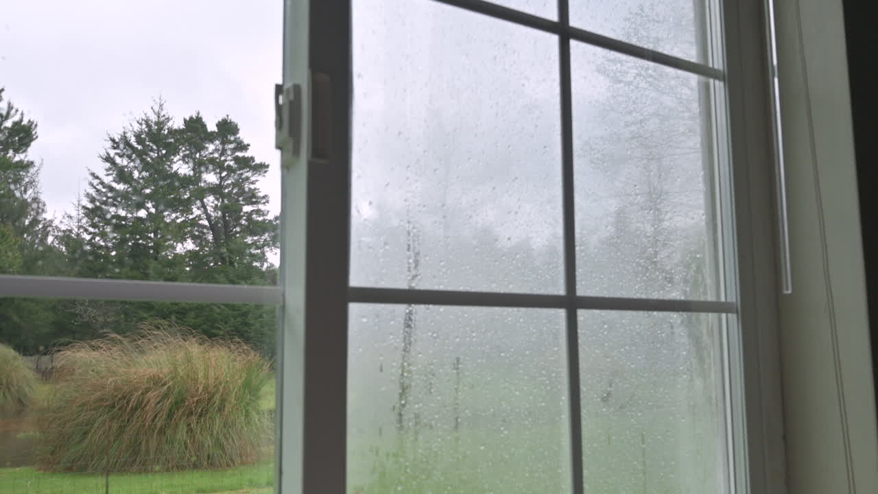 밖에서 어두운 비가 오는 날