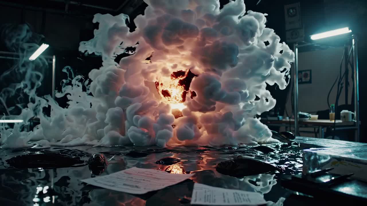 efecto visual de una reacción química intensa