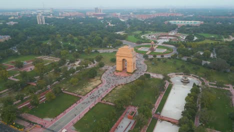 aerial view of india gate and rajpath in new delhi, india