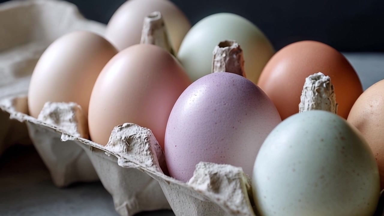 Close-up Panning Shot of Farm Fresh Organic Eggs in a Carton
