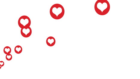 varios iconos de corazón moviéndose contra un fondo blanco