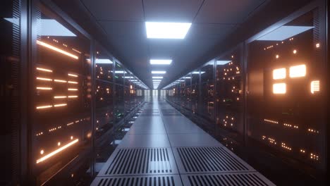 servidores de big data. soluciones de datos. sala de servidores con paneles parpadeantes que funcionan detrás del vidrio. centro de datos e internet.