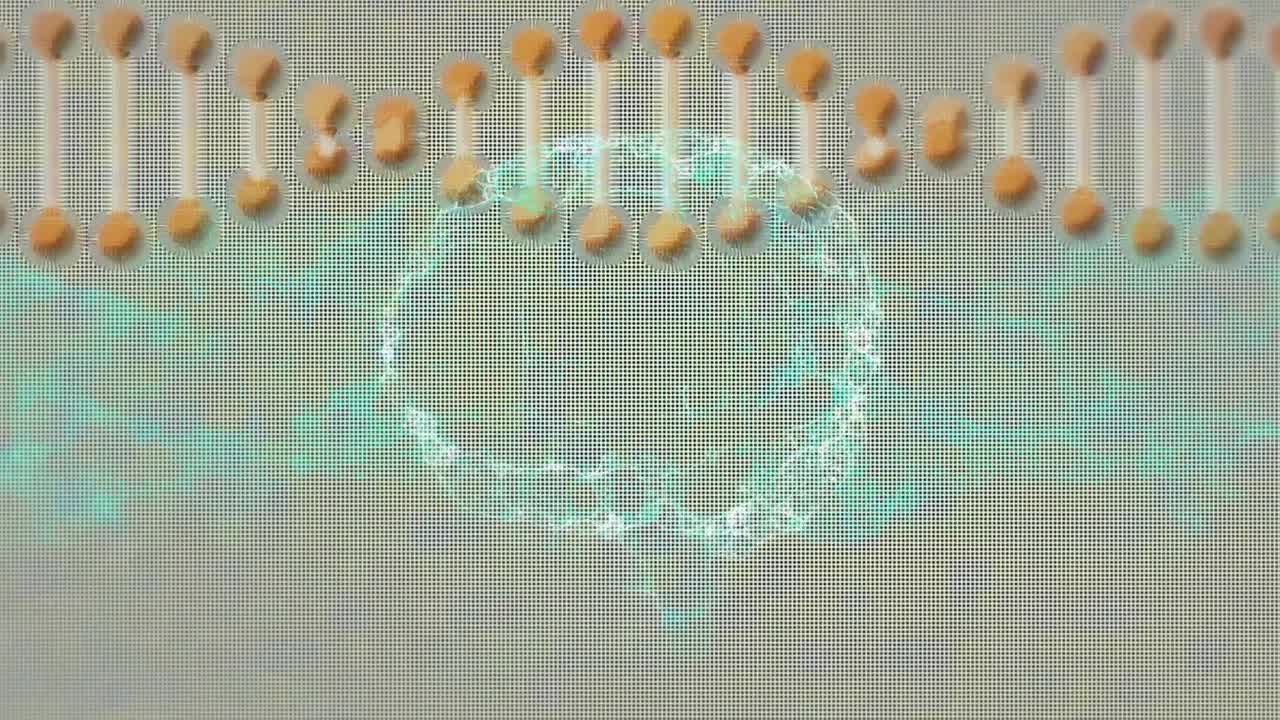 Animation of dna strand and digital brain over squares