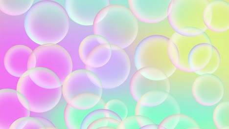animation of colorful soap bubbles flying up. abstract floating shampoo or suds on gradient rainbow background. looped live wallpaper. animated stock footage