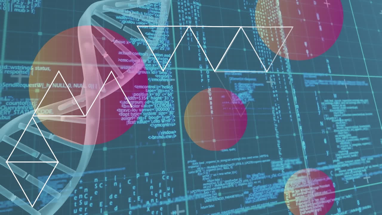 Animation of dna strand, globes and data processing