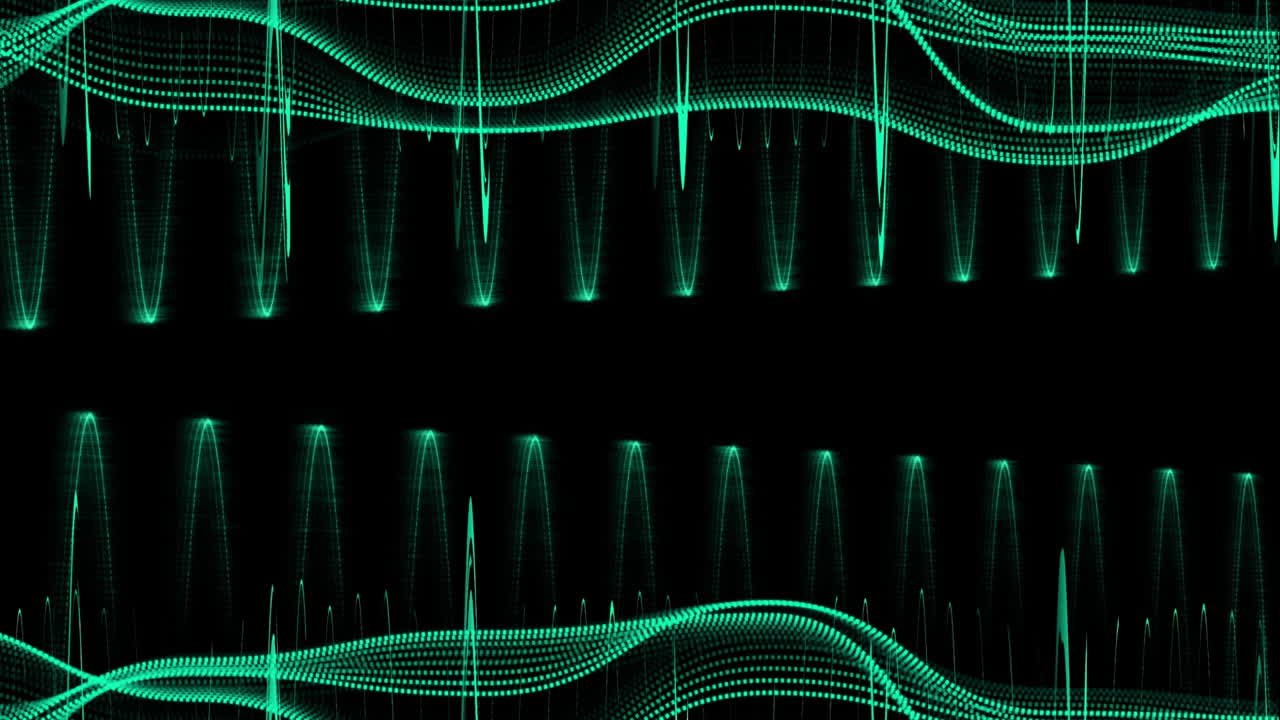 Animation of green shapes moving on black background