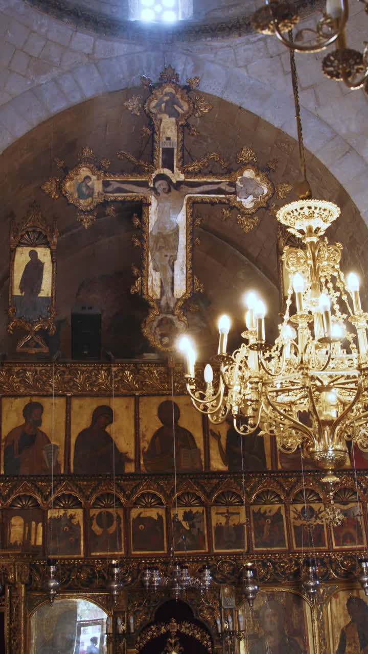 Church interior with crucifix