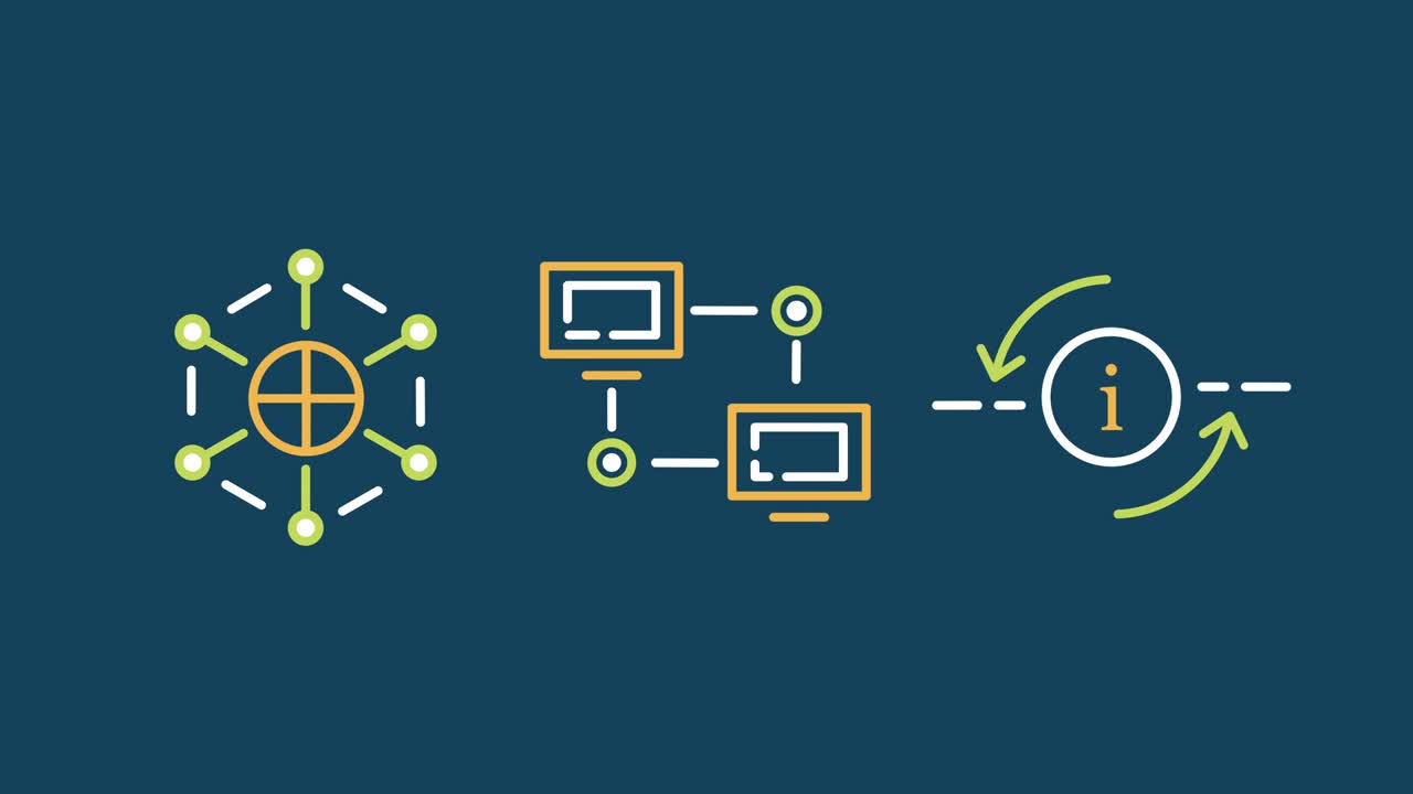 video en 4k de un ícono tecnológico en azul.