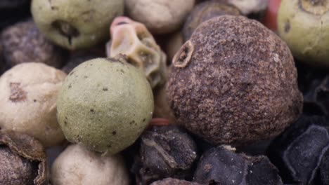 granos de pimienta mezclados en macro. granos de pimienta mezclados en seco en macro