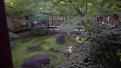 Walking-through-this-Zen-garden-in-Kyoto,-Japan,-where-every-detail-is-meticulously-worked-to-give-a-feeling-of-very-deep-peace