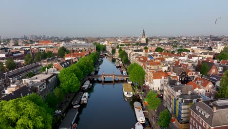 aerial view of montelbaanstoren and amsterdam’s famous canals