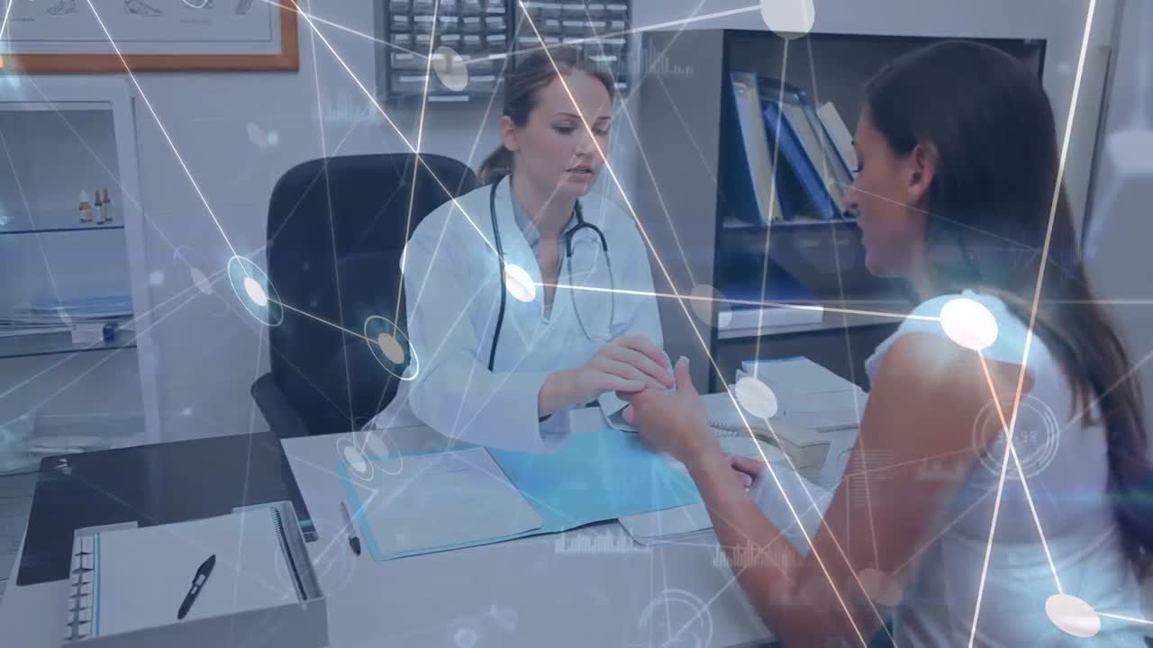 animación de conexiones entre diversas mujeres médico y paciente