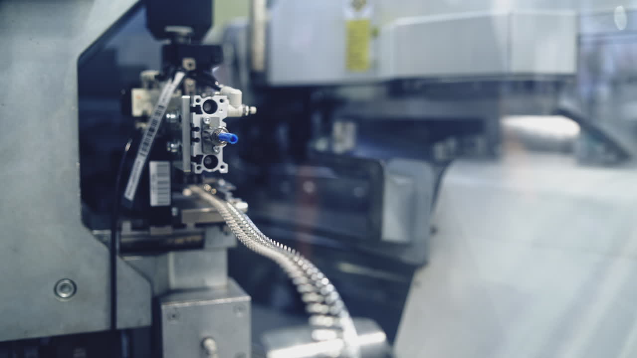 Close up of industrial machine. Close up view of production machine operation