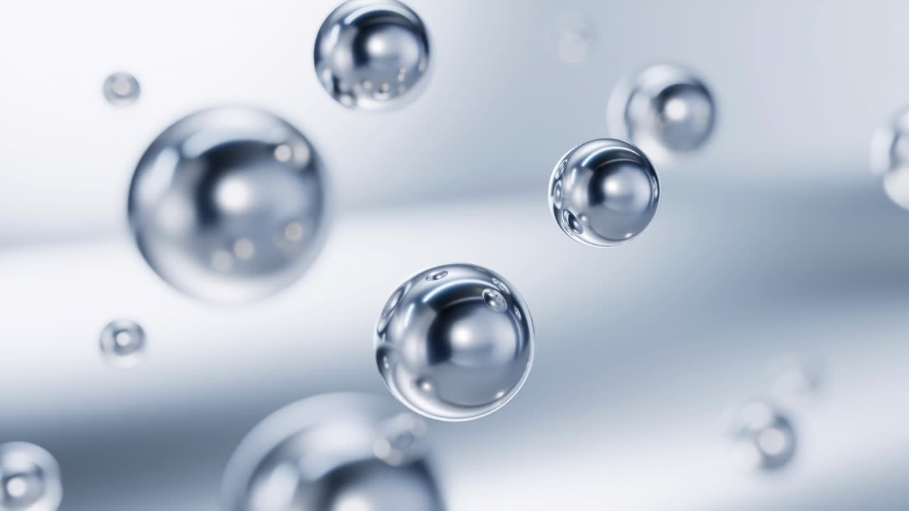 Floating Metallic Spheres on a Soft Abstract Background