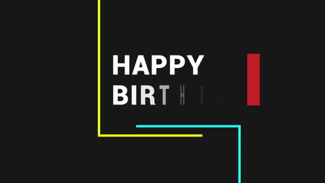 tarjeta de cumpleaños a rayas vibrantes con mensaje amarillo