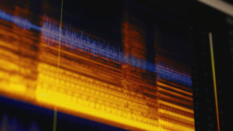 close-up of audio waveform on daw screen