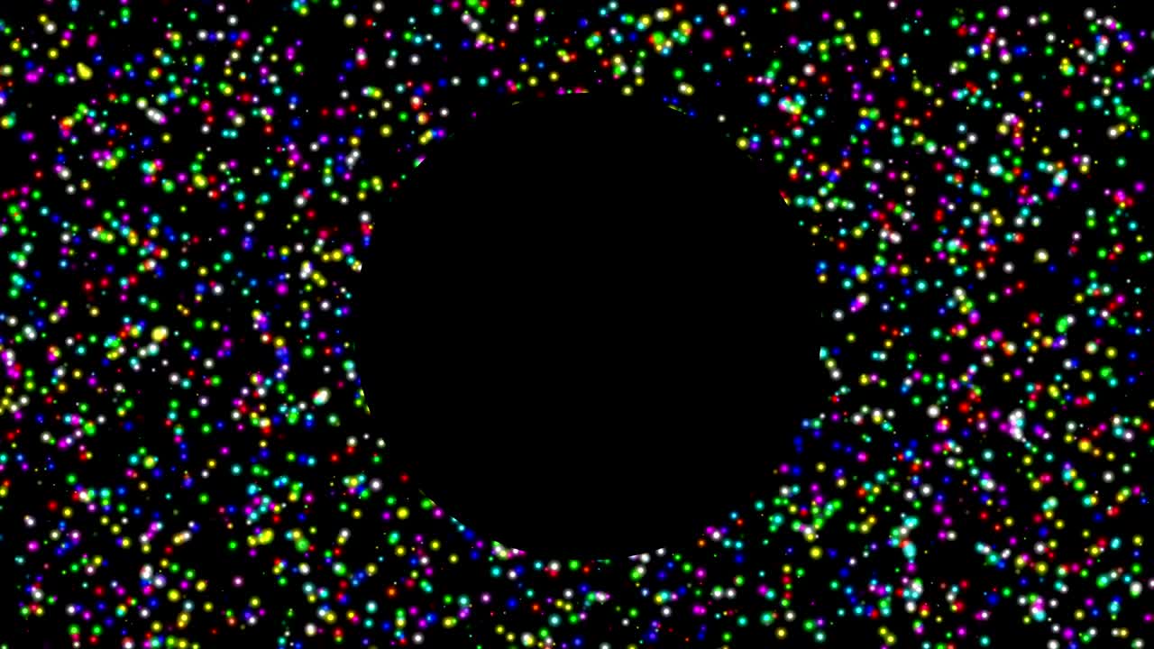 4K Multi color dust particle seamless abstract colorful background. Circle copy space on center place for your logo and text. Motion graphic and animation background.