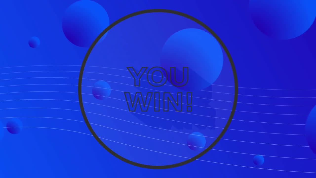 파란색 배경에 있는 선과 파란색 원 위에 검은색 원의 윤 ⁇ 으로 싸움 텍스트의 애니메이션