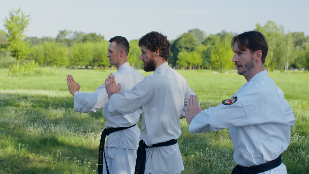 Allenamento di karate nel parco