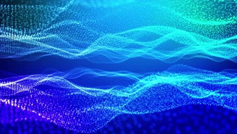 wave particles background abstract blue dots wave form polygonal three dimension space. animation of seamless loop