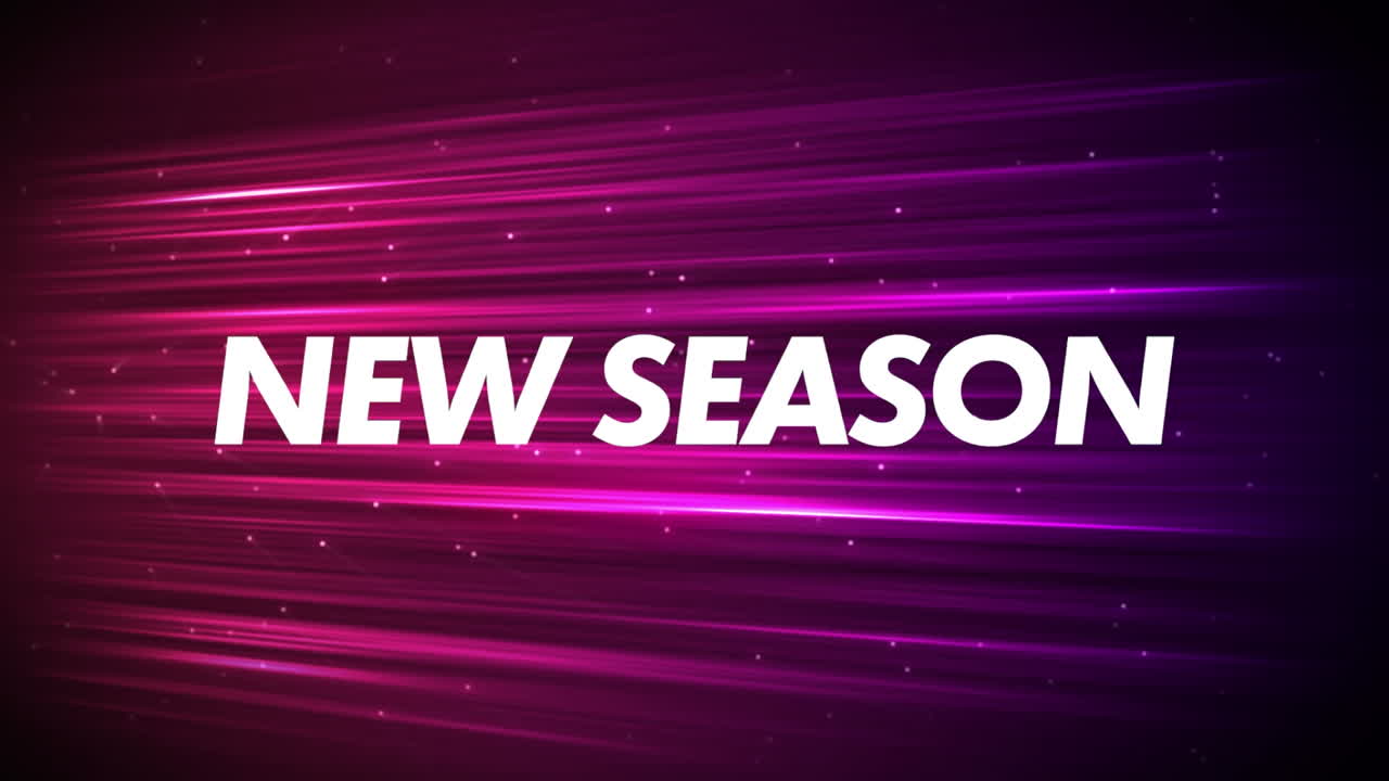 animación del texto de la nueva temporada y líneas rosadas en fondo negro