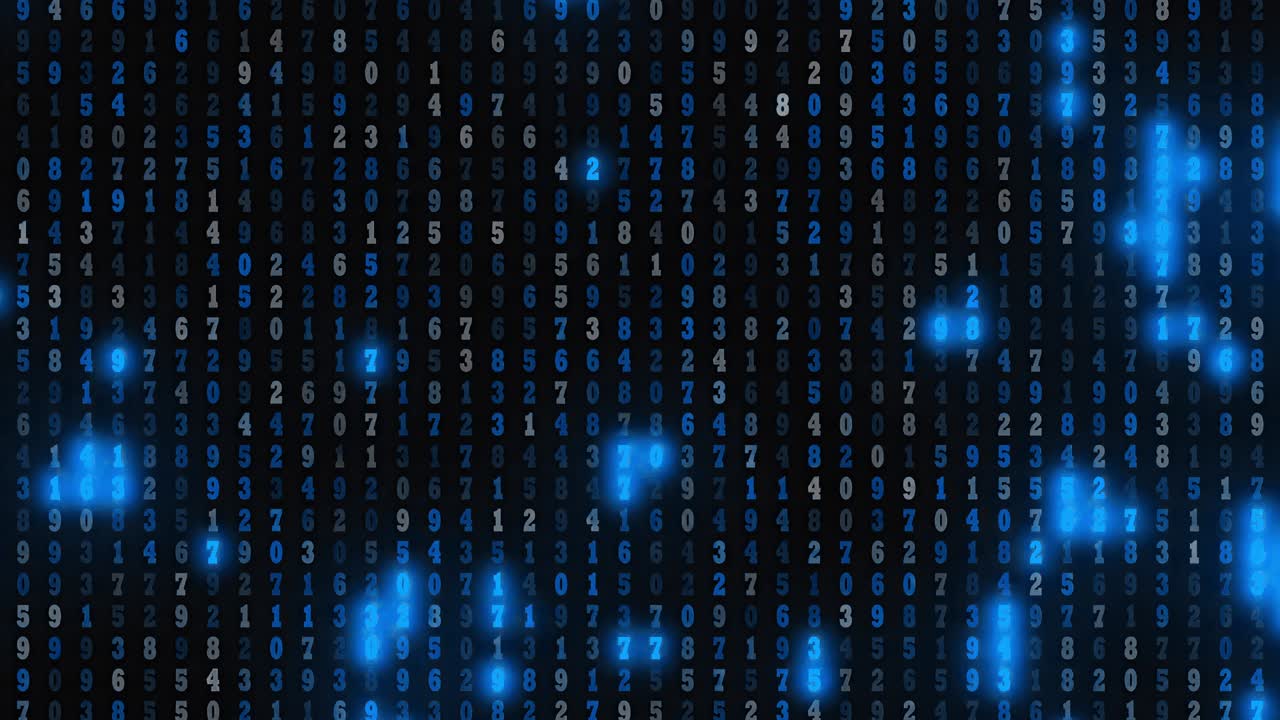 Blue colored binary code background - seamless looping