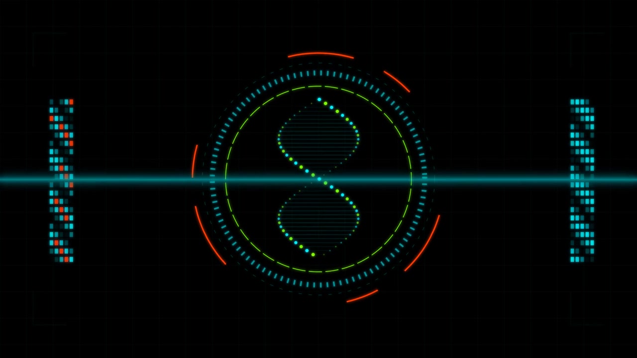 Digital DNA Helix Rotating in Futuristic HUD Interface