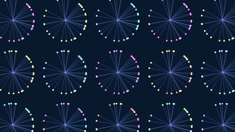 colorful spiral pattern of connected dots on dark background