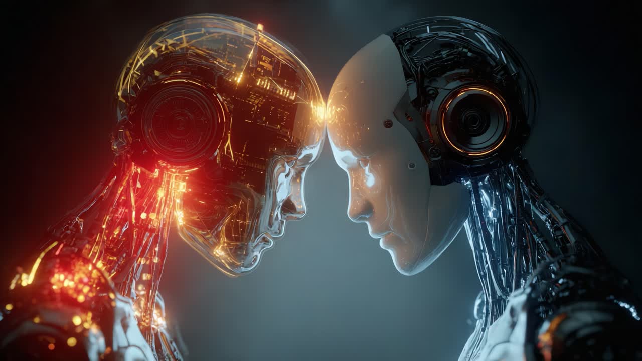 A Captivating Encounter Between Two Futuristic Robots Showcasing ...