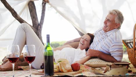 happy couple relaxing under shed 4k