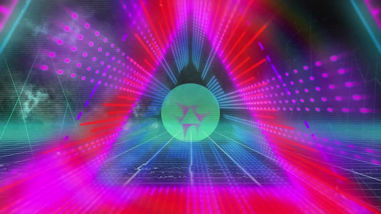 animazione del metaverso sopra un tunnel al neon luminoso