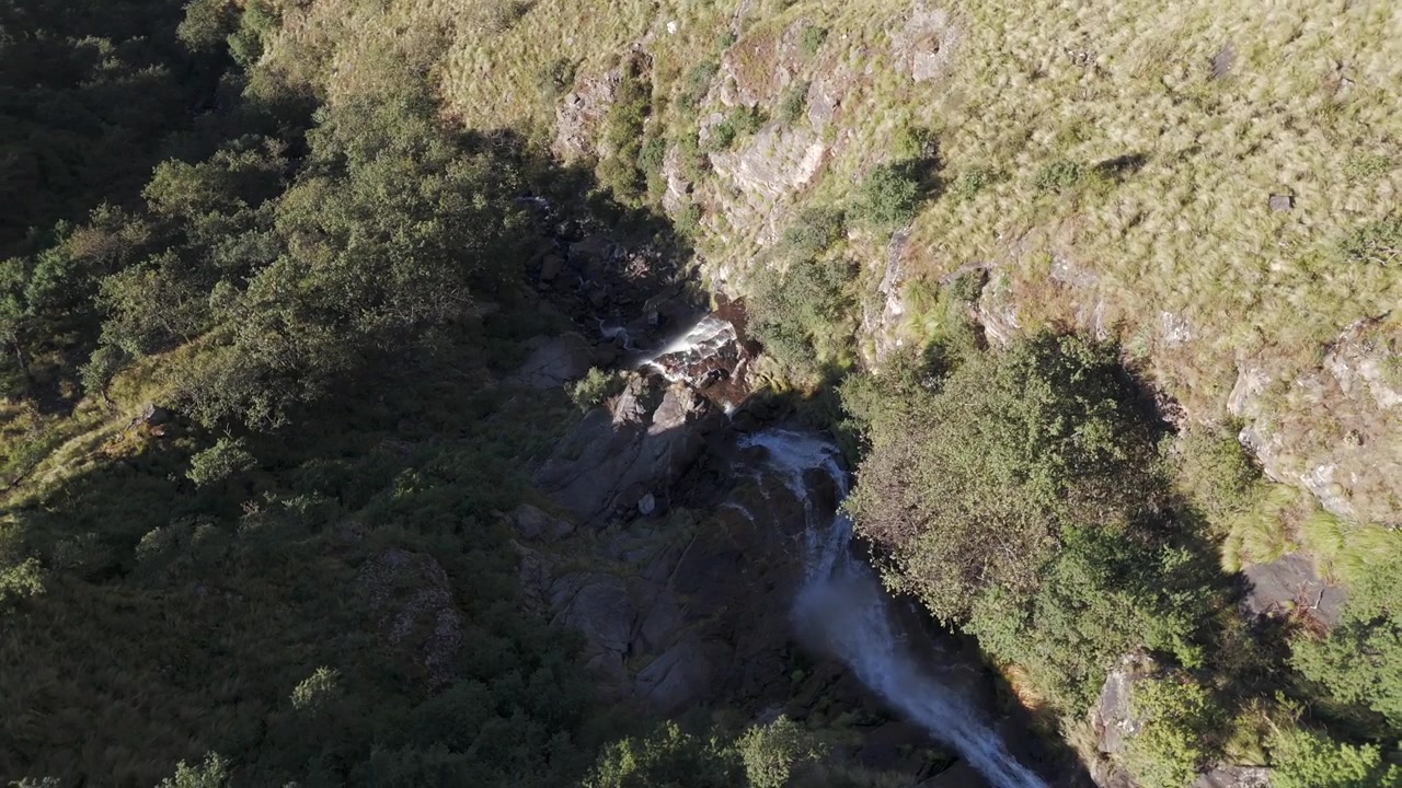 Vista aerea della cascata Los Alisos circondata da natura boschiva