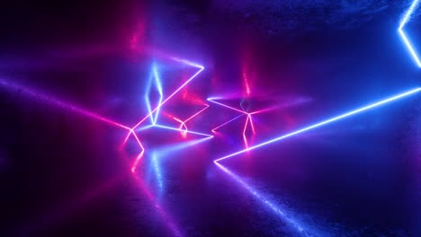 abstract neon background, ultraviolet light, pink blue glowing lines, flight forward inside endless tunnel, looped animation