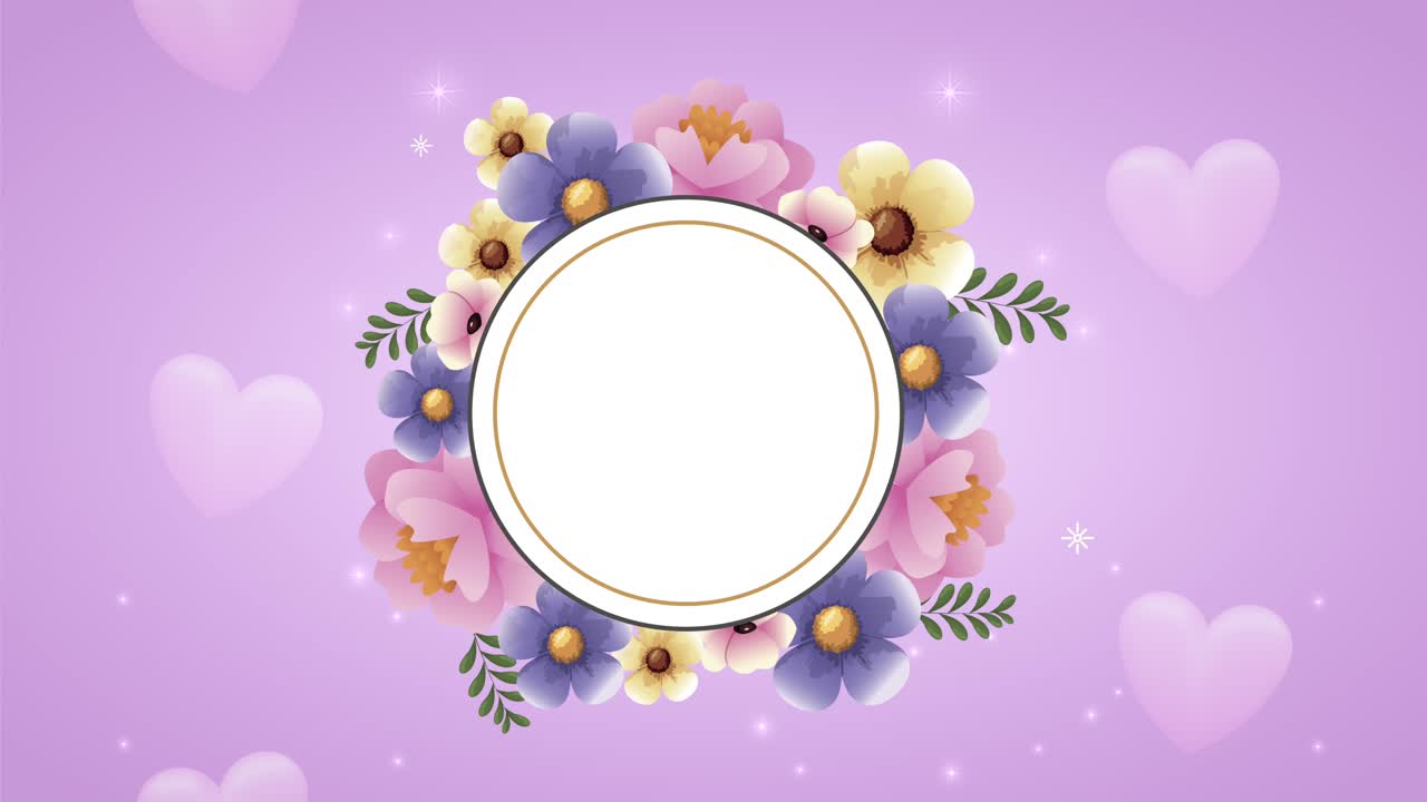 animación de marco circular decorativo de flores