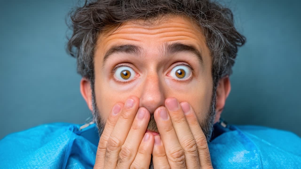 Astonished Man with Surprised Expression and Hands on Face Captured in Two Frames, Highlighting His Shock or Realization in a Comedic Scenario