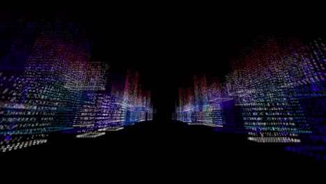 holograma abstracto de bucle sin costuras ciudad inteligente en 3d