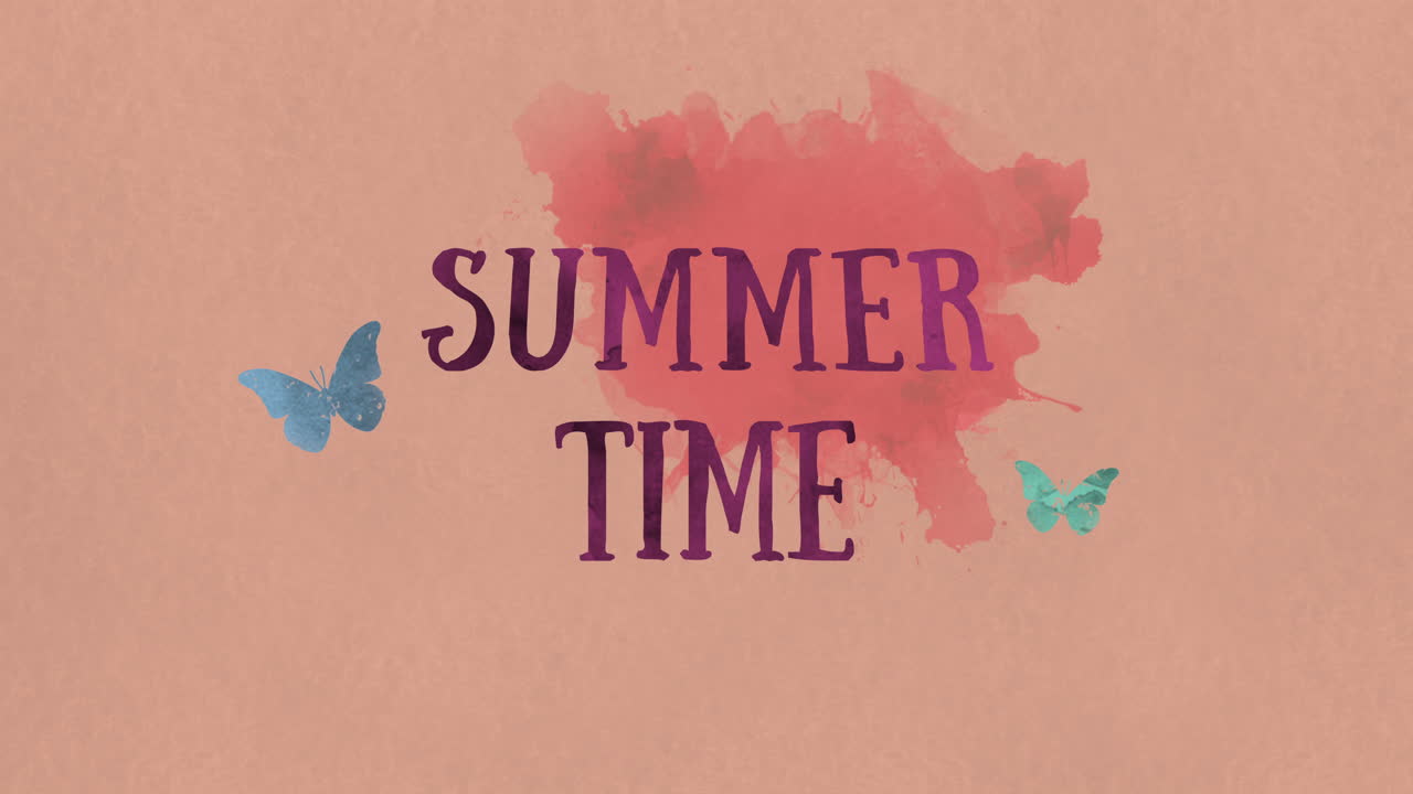 페인트 질감에 나비와 함께 여름 시간