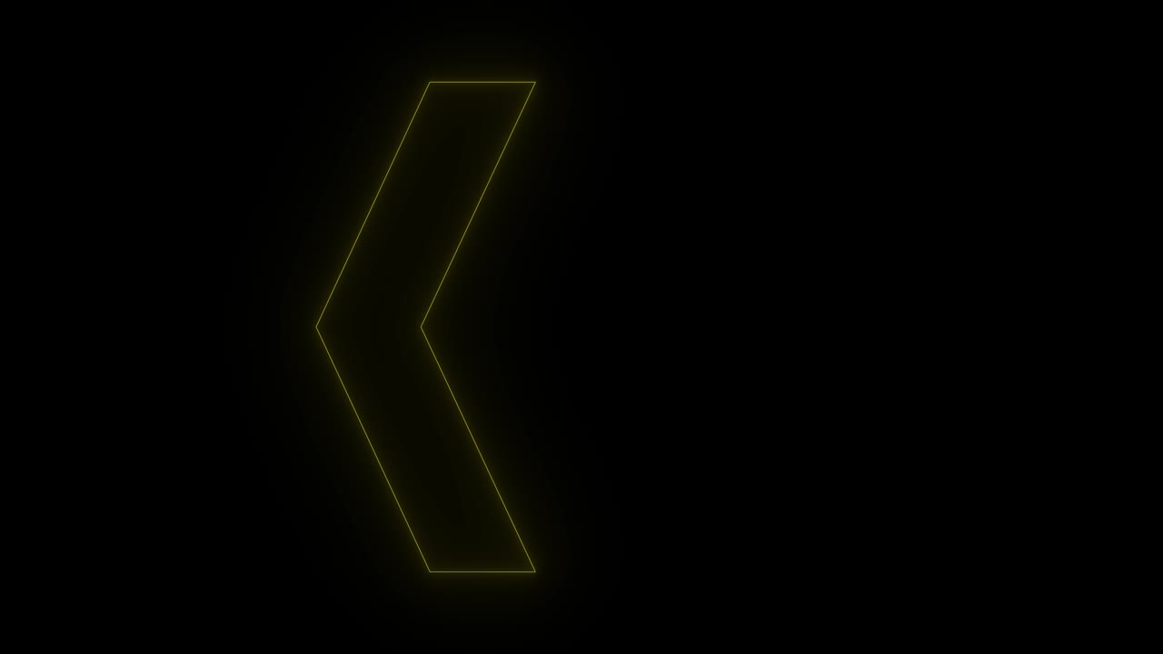4K Glowing Yellow Triple Arrows Animation. Moving left purple arrows isolated on a black background seamless loop.
