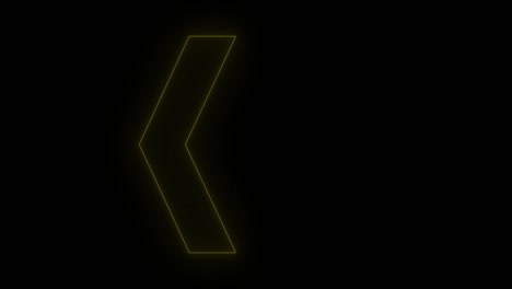 4k glowing yellow triple arrows animation. moving left purple arrows isolated on a black background seamless loop.
