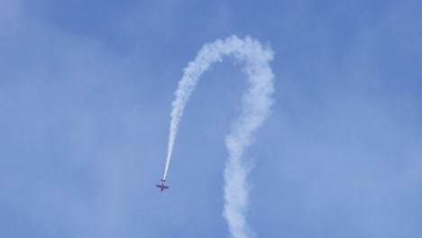 aerobatic plane executes loops and turns in the sky