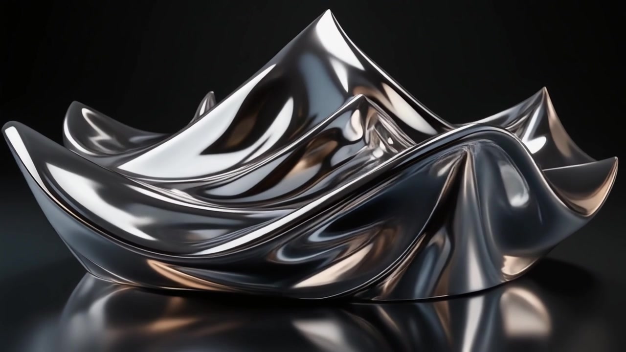 Abstract Liquid Chrome Metal Surface Flowing in Motion
