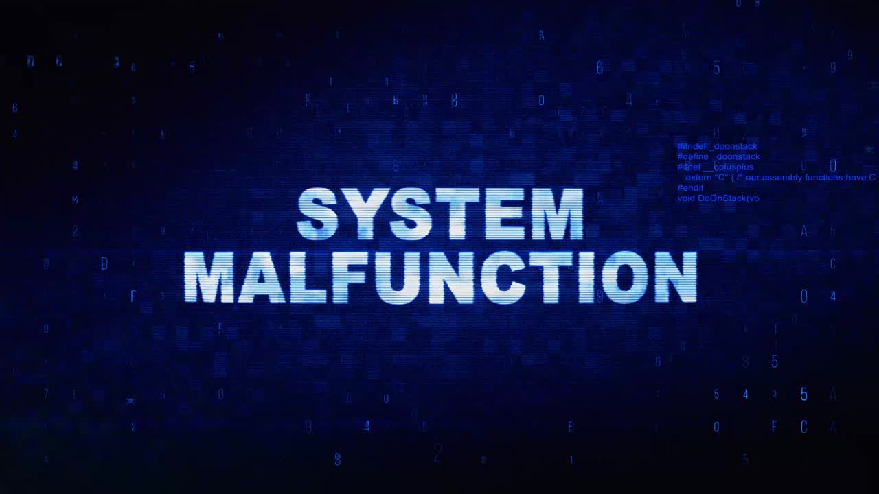 Ystem malfunction text digital noise twitch and glitch effect tv screen loop animation background