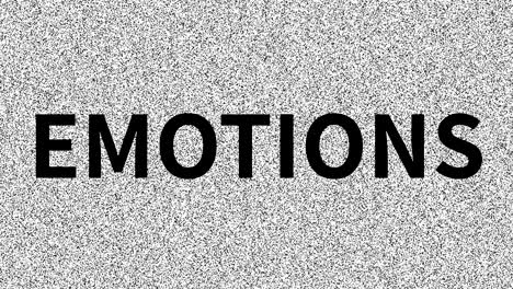 emociones. palabra sobre el hombre problema en la vieja pantalla ruidosa. bucle vhs interferencia. vintage fondo animado, imágenes de video
