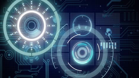 animación de escaneos y procesamiento de datos a través de una pantalla digital