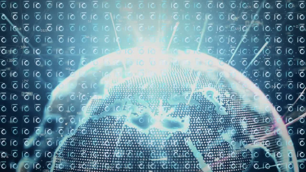 Animation of globe with network of connections over landscape