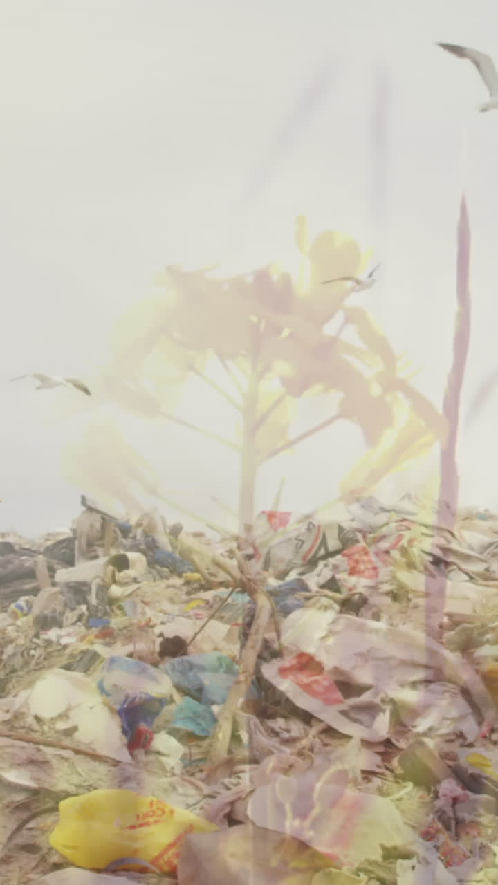 폐기물 처분장에서 잔디를 움직이는 애니메이션