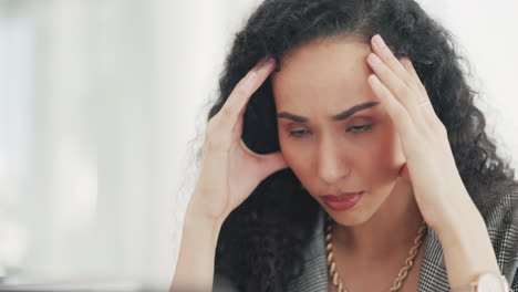 Headache,-stress-and-business-woman-in-office