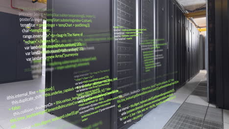 Animation of data processing against computer server room